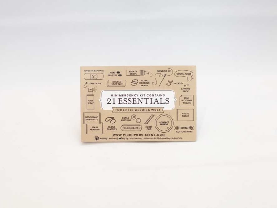 Mini Emergency Kit for Brides by Pinch Provisions with wedding day essentials
