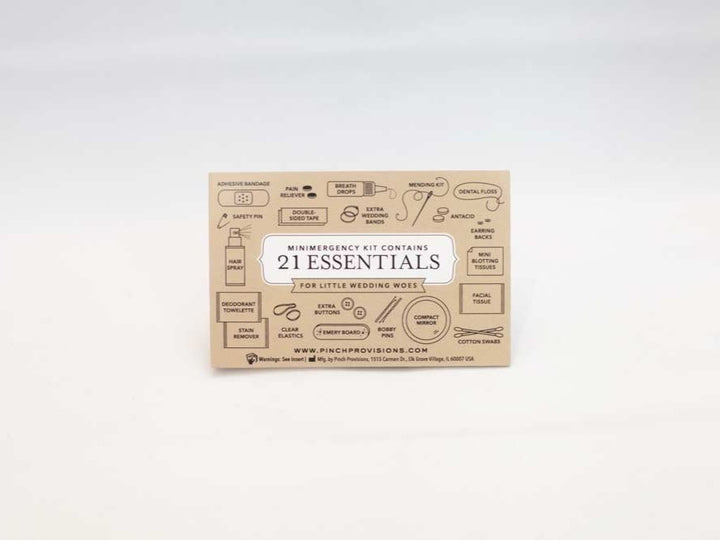 Mini Emergency Kit for Brides by Pinch Provisions with wedding day essentials