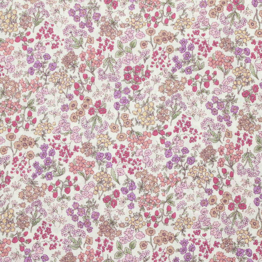 Japanese Cotton Lawn - Wildflowers with Berries - Cream