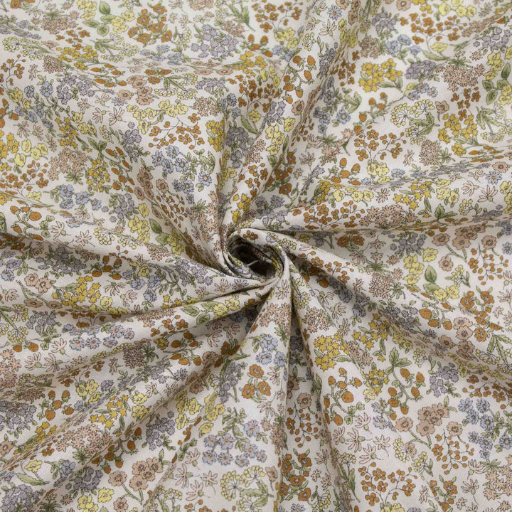 Japanese Cotton Lawn - Wildflowers with Berries - Sand
