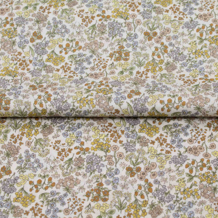 Japanese Cotton Lawn - Wildflowers with Berries - Sand