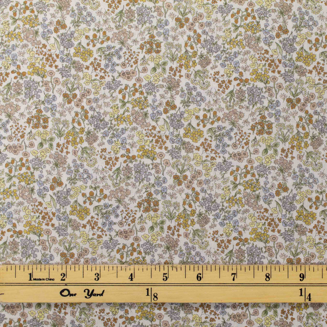 Japanese Cotton Lawn - Wildflowers with Berries - Sand