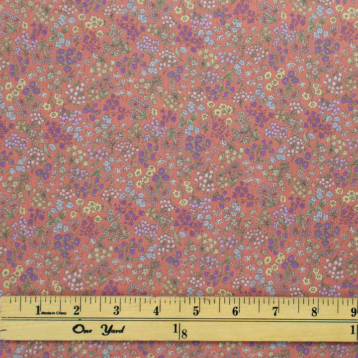 Japanese Cotton Lawn - Wildflowers with Berries - Coral