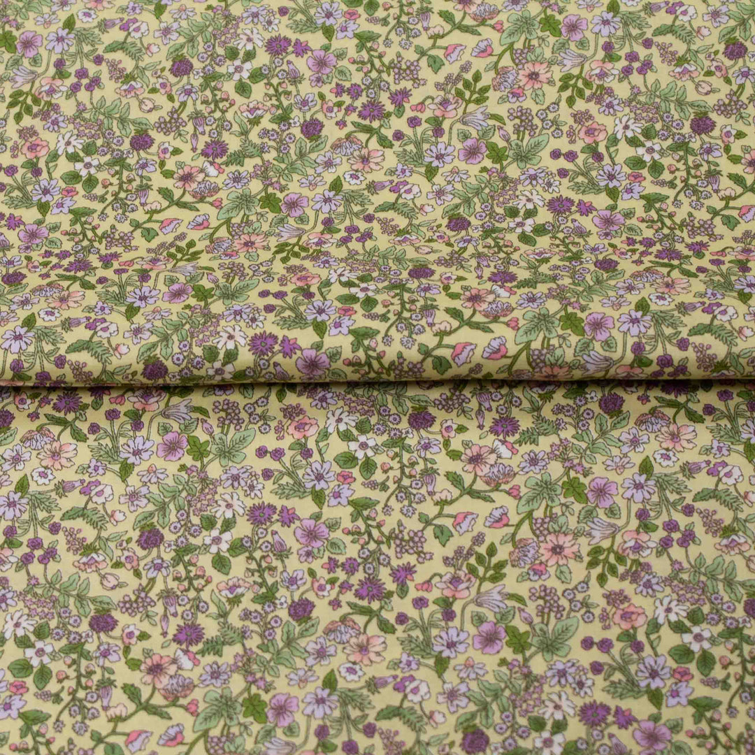Japanese Cotton Lawn - Cheerful Floral - Yellow