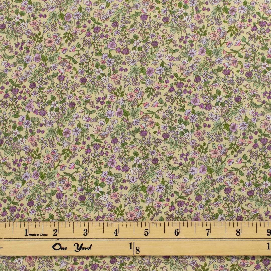 Japanese Cotton Lawn - Cheerful Floral - Yellow
