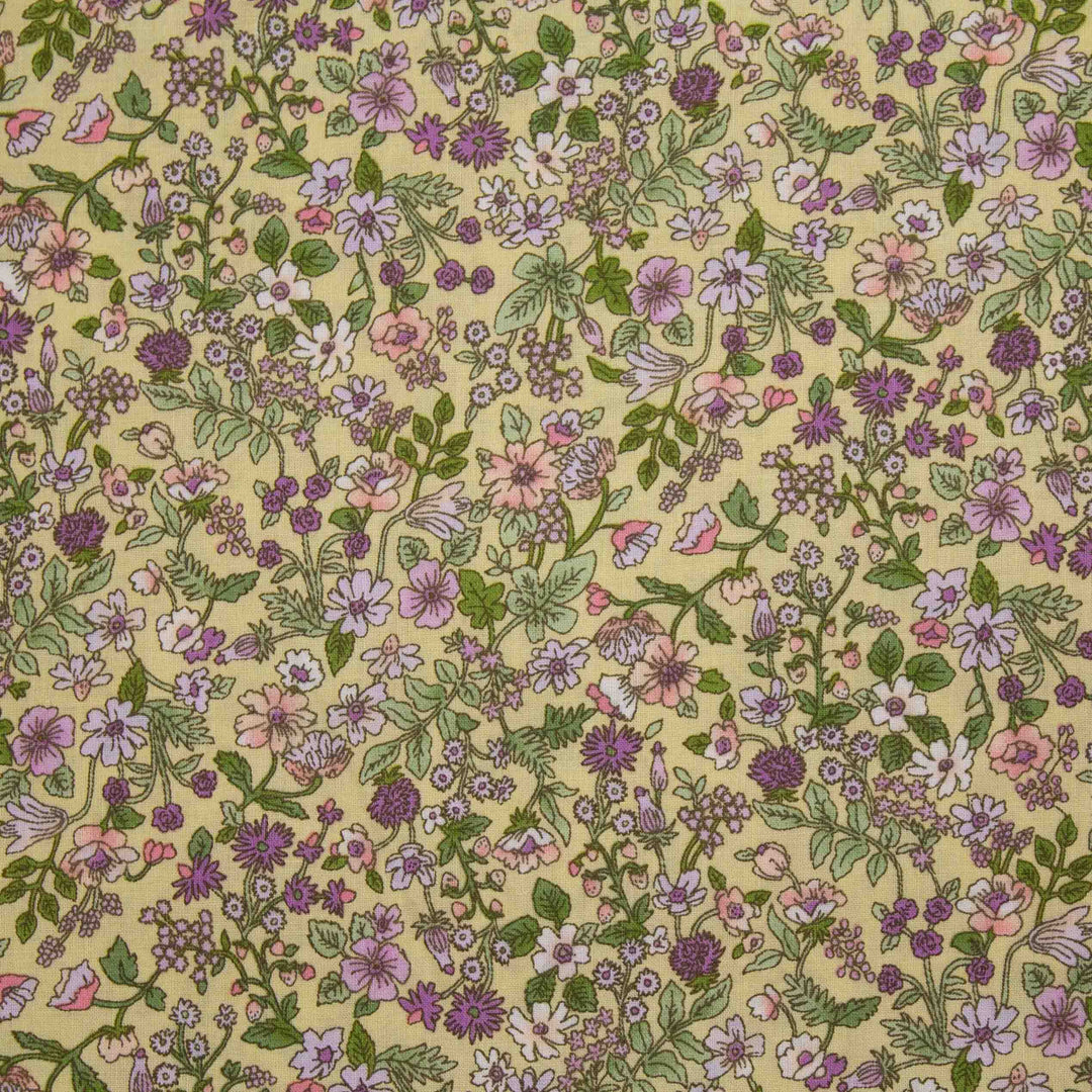 Japanese Cotton Lawn - Cheerful Floral - Yellow