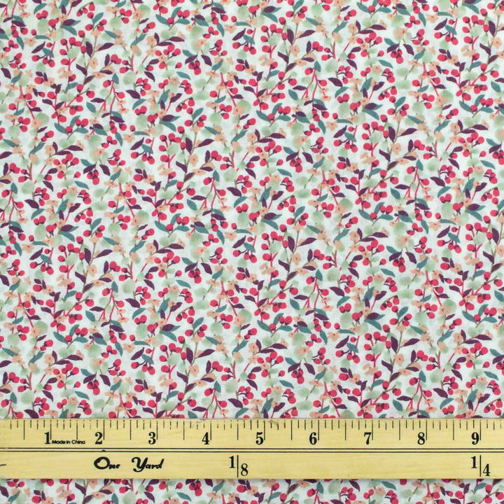 Japanese Cotton Lawn - Leaves and Berries - Cream