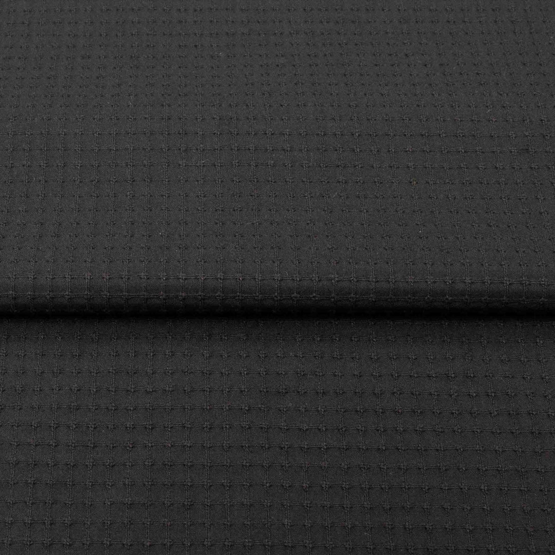 Japanese Waffle Grid Cotton - Black