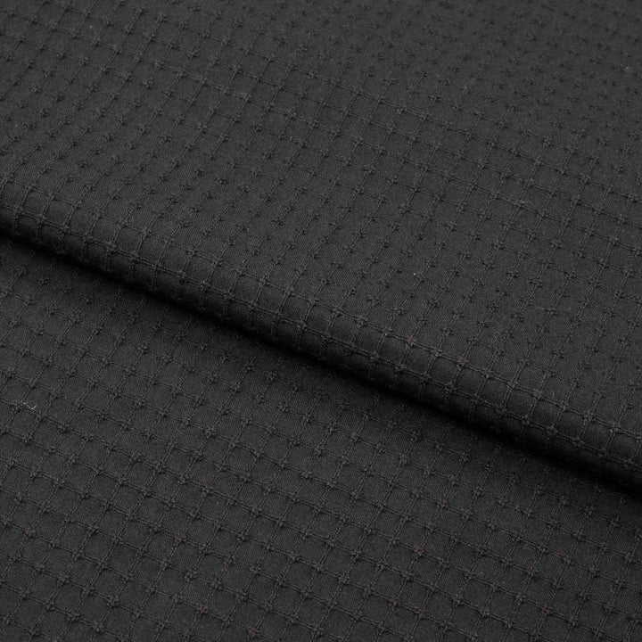 Japanese Waffle Grid Cotton - Black