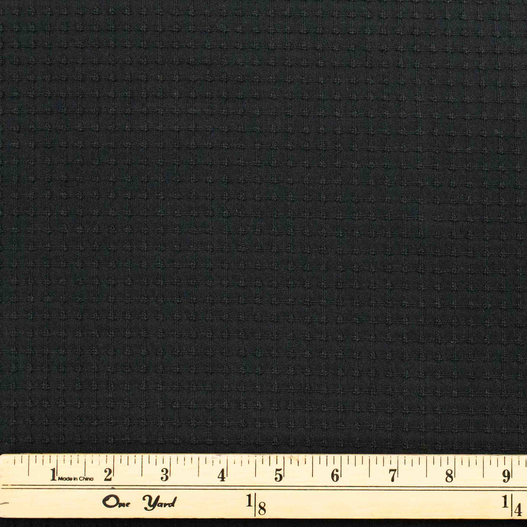 Japanese Waffle Grid Cotton - Black