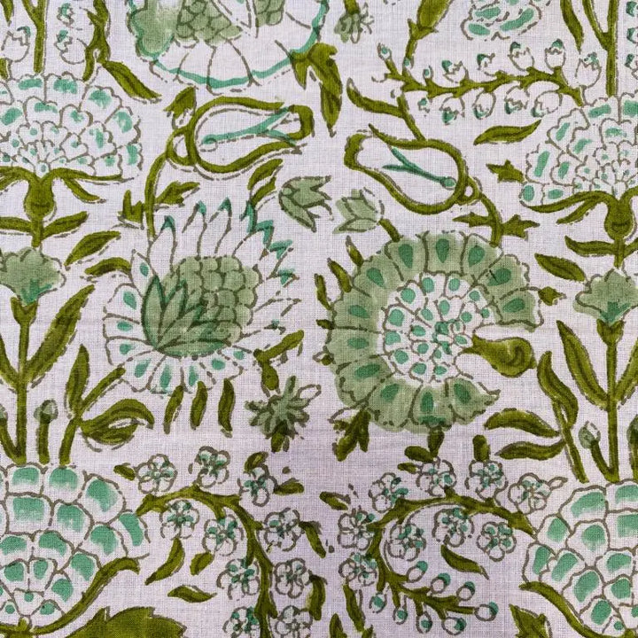 Indian Block Print Cotton - Agate Green