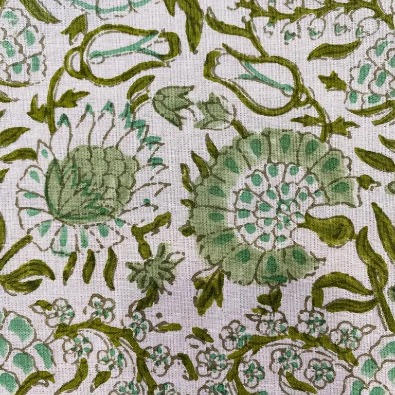 Indian Block Print Cotton - Agate Green