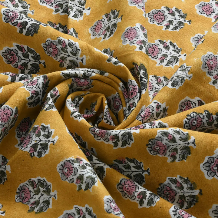 Indian Block Print Cotton - Yellow Citrine