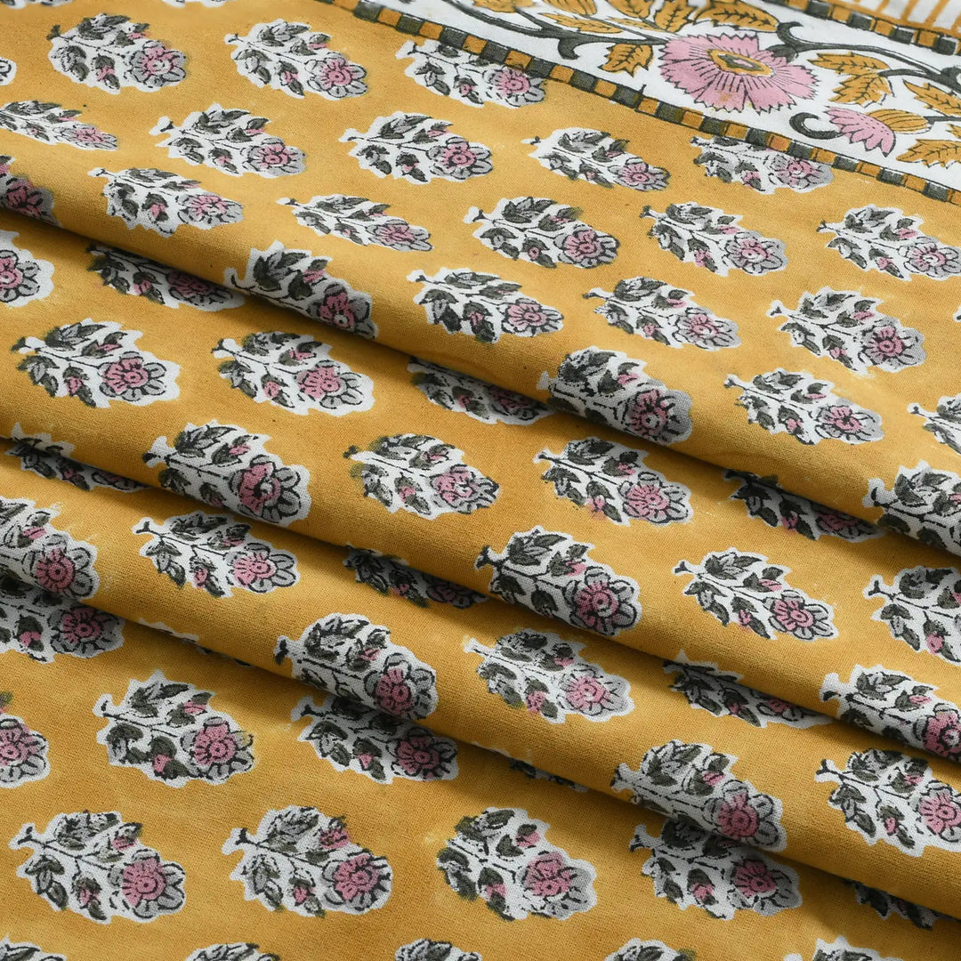 Indian Block Print Cotton - Yellow Citrine