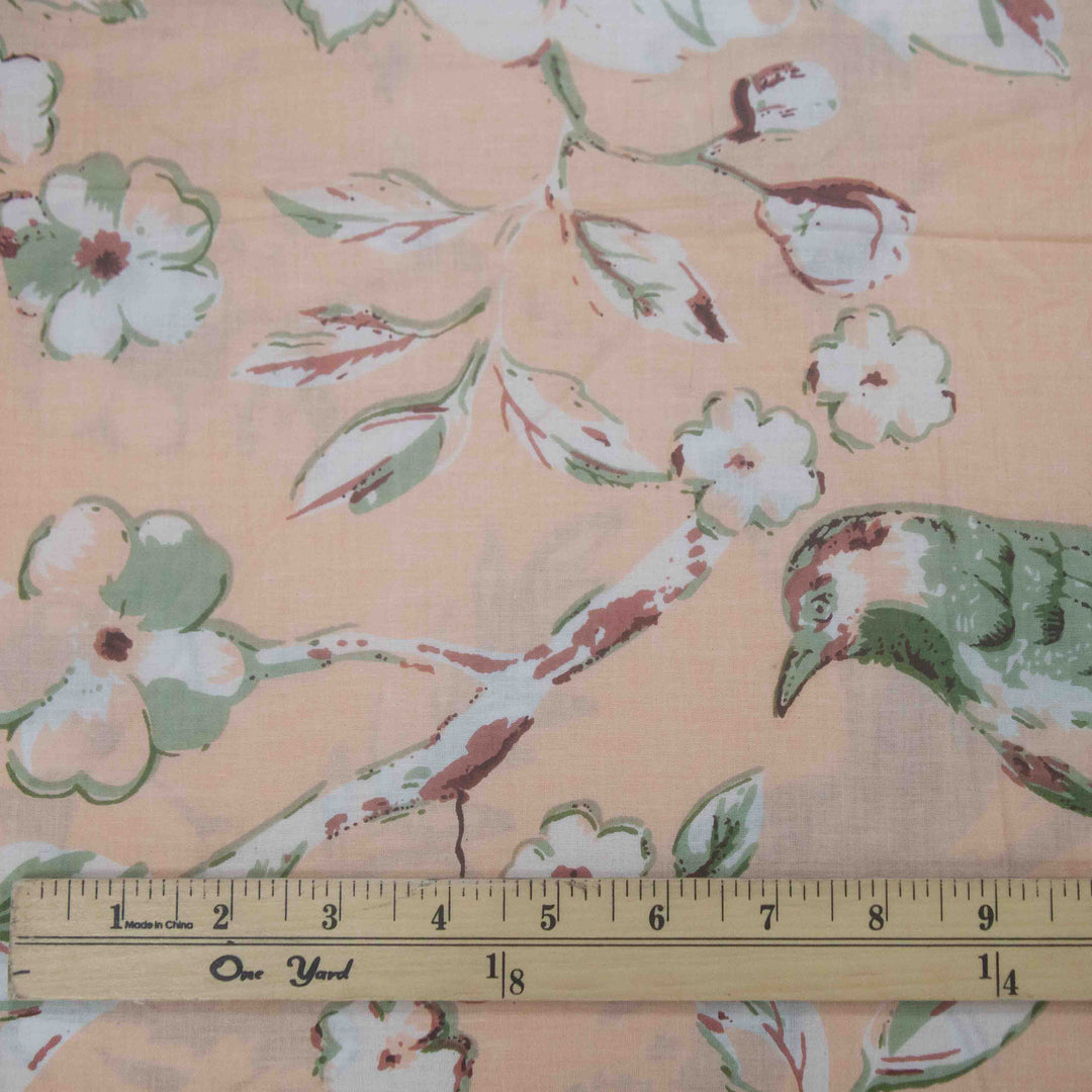 Indian Block Print Cotton - Birds - Dust Storm
