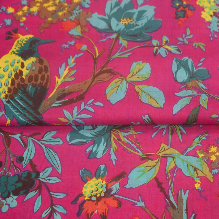 Indian Block Print Cotton - Birds - Queen Pink