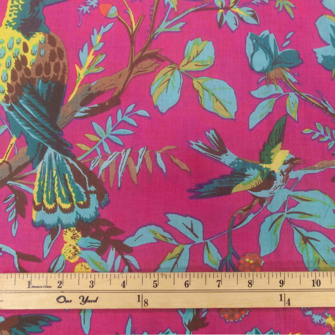 Indian Block Print Cotton - Birds - Queen Pink