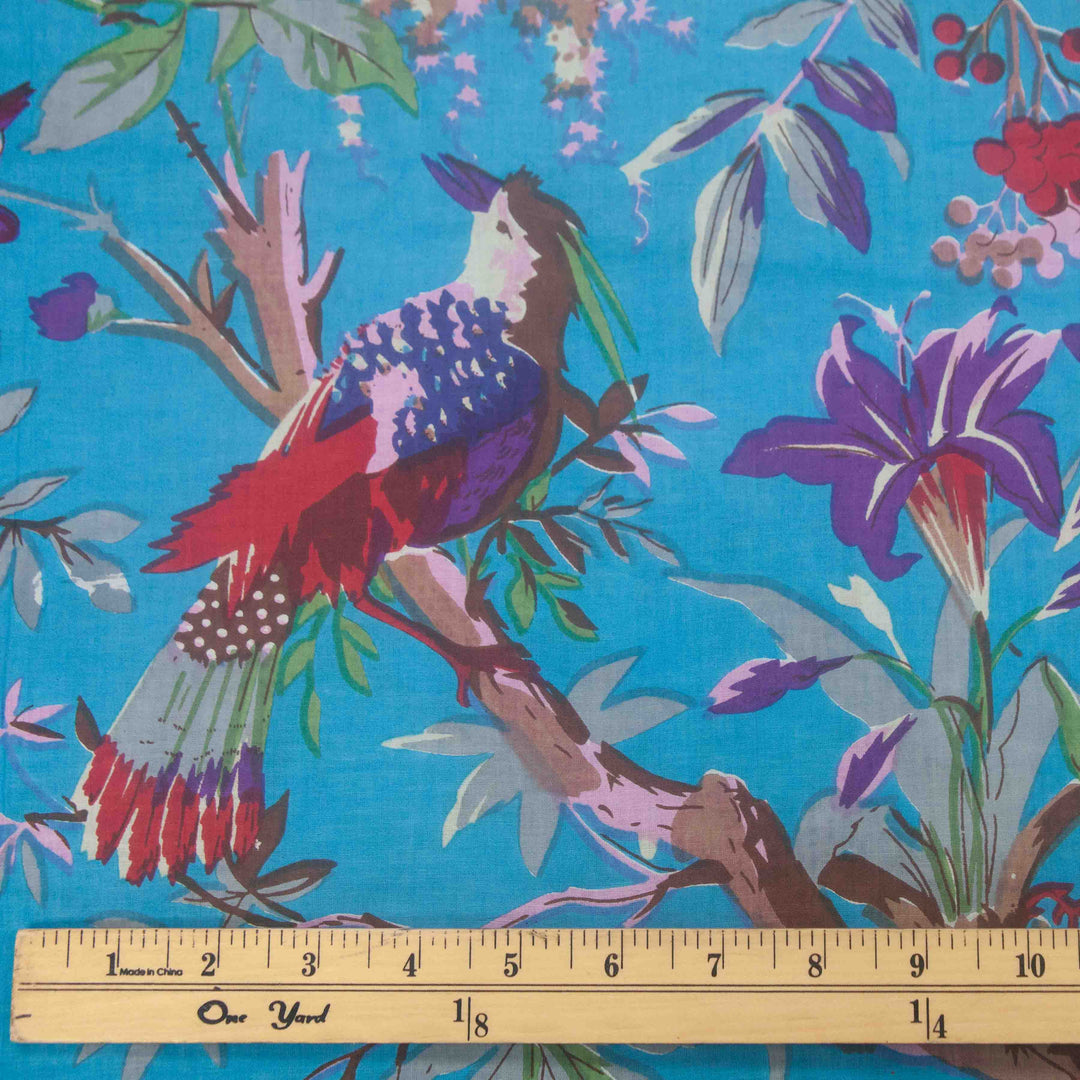 Indian Block Print Cotton - Birds - Teal