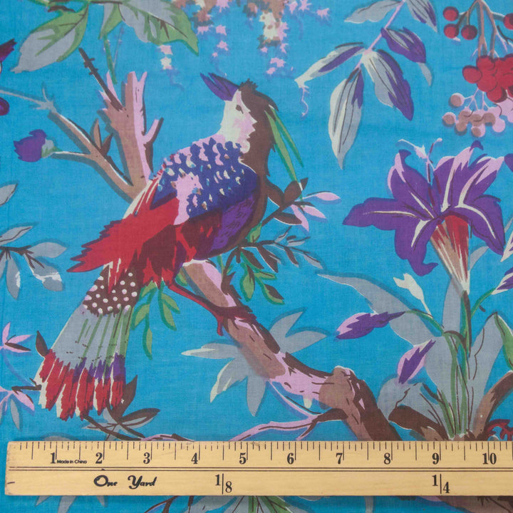 Indian Block Print Cotton - Birds - Teal