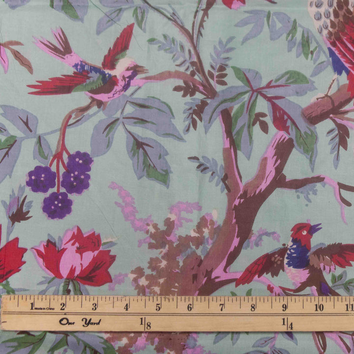 Indian Block Print Cotton - Birds - Beau Blue