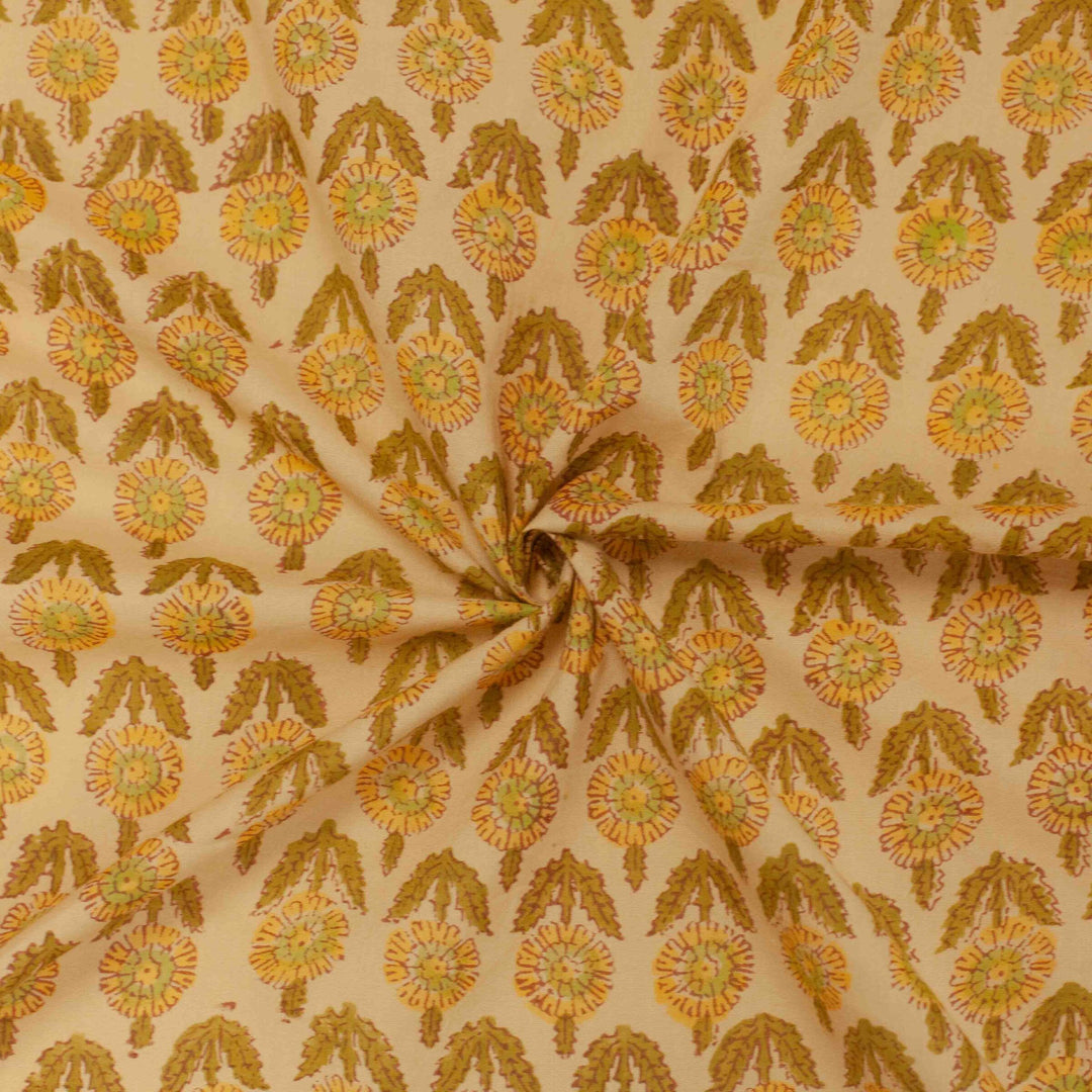 Hand-blocked vintage print fabric for summer tops