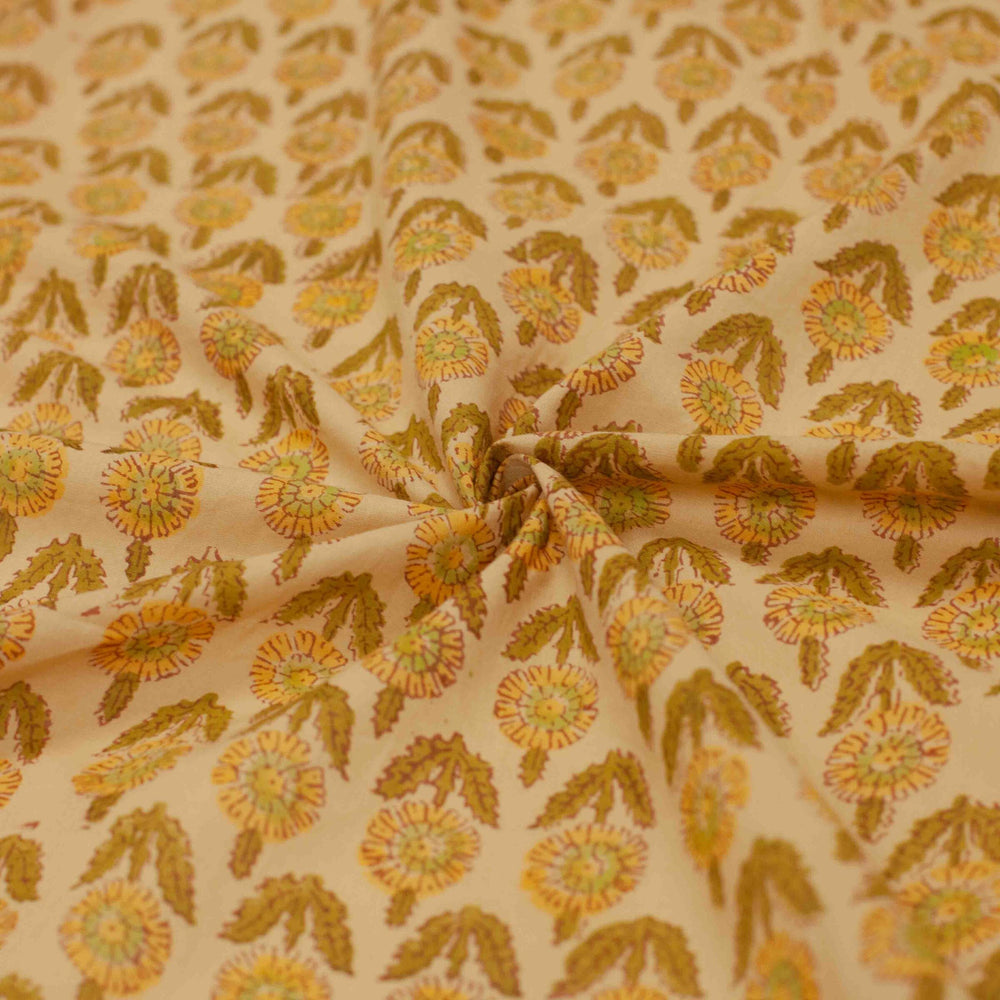Hand-blocked vintage print fabric for summer tops