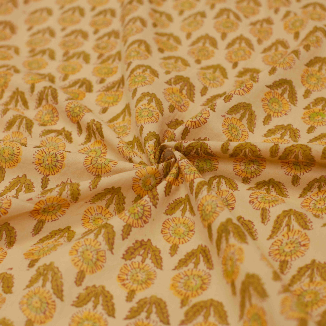 Hand-blocked vintage print fabric for summer tops