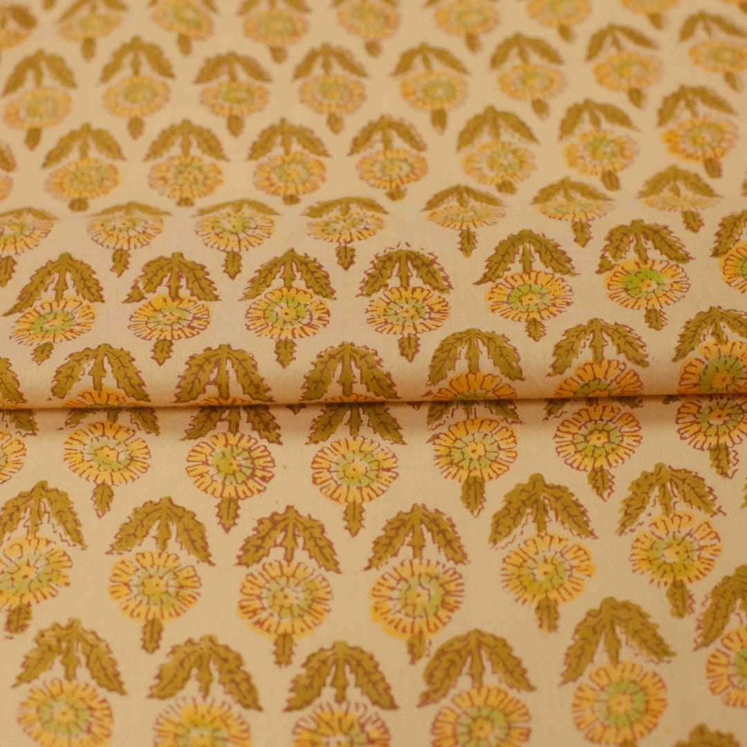 Hand-blocked vintage print fabric for summer tops