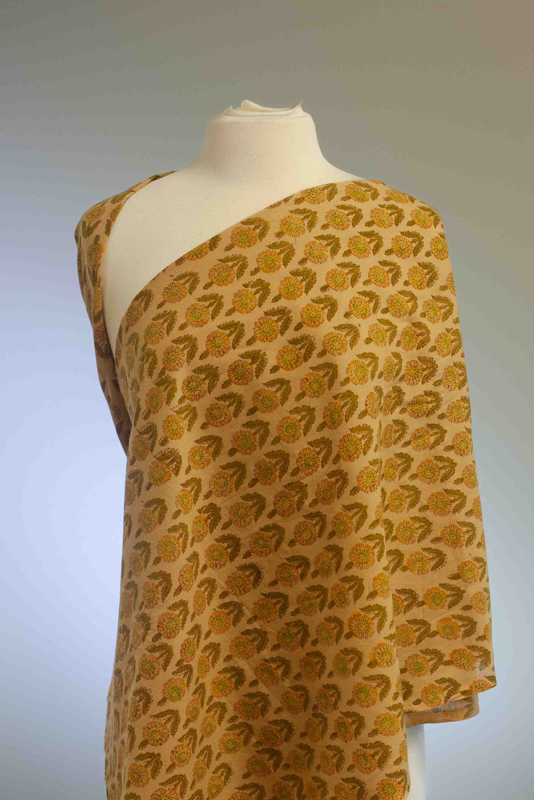 Hand-blocked vintage print fabric for summer tops