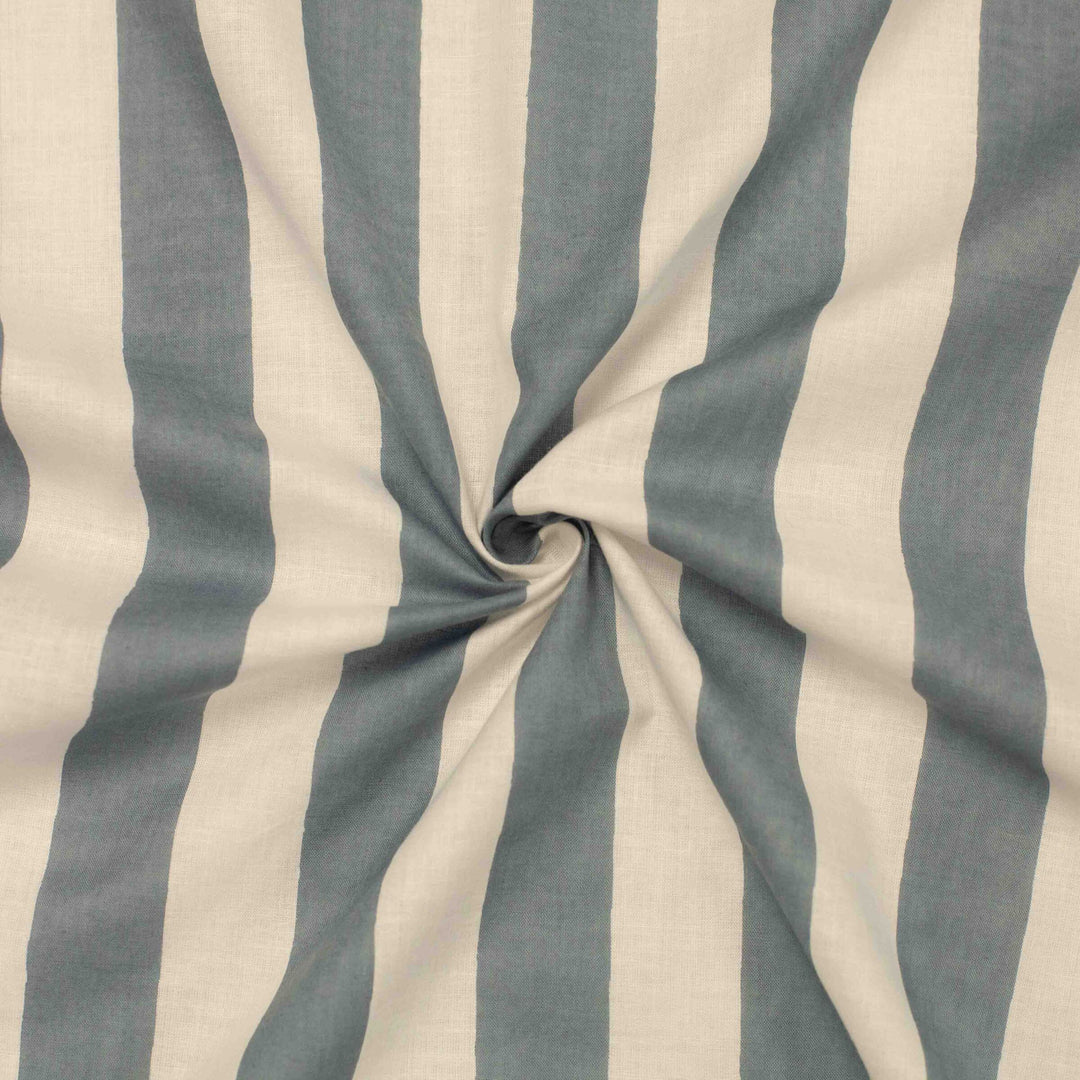 Neutral blue and white striped fabric – semi-translucent, perfect for dresses & pants