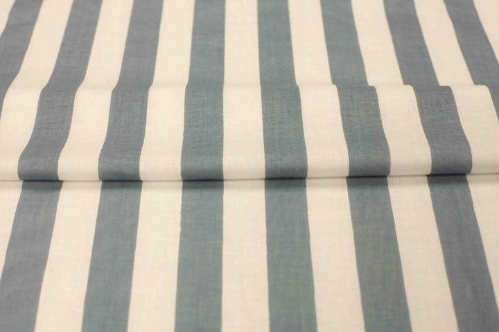 Neutral blue and white striped fabric – semi-translucent, perfect for dresses & pants