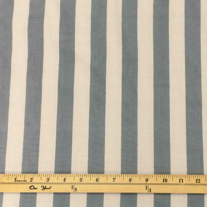 Neutral blue and white striped fabric – semi-translucent, perfect for dresses & pants