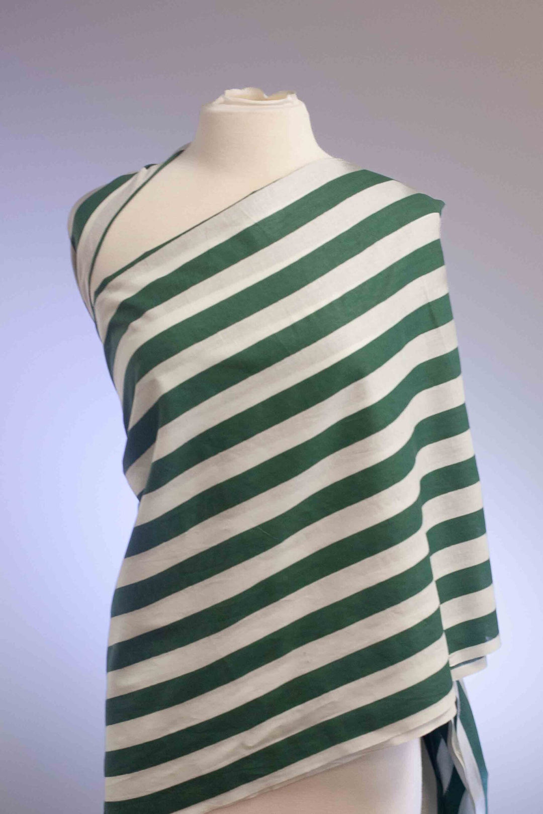 Green and white striped Indian cotton fabric – 100% cotton, 44" wide