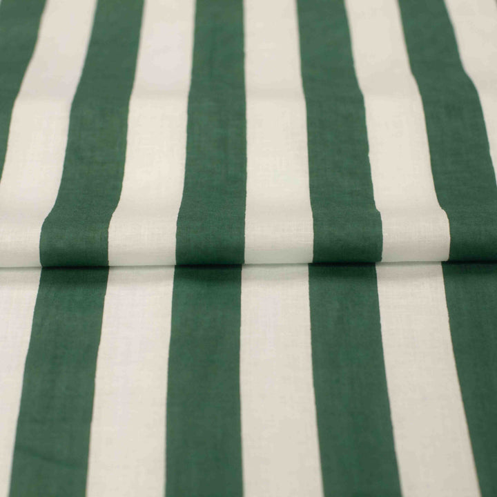 Green and white striped Indian cotton fabric – 100% cotton, 44" wide