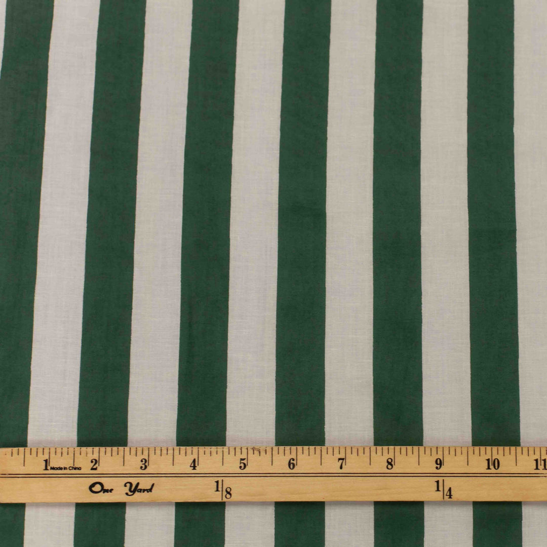 Green and white striped Indian cotton fabric – 100% cotton, 44" wide