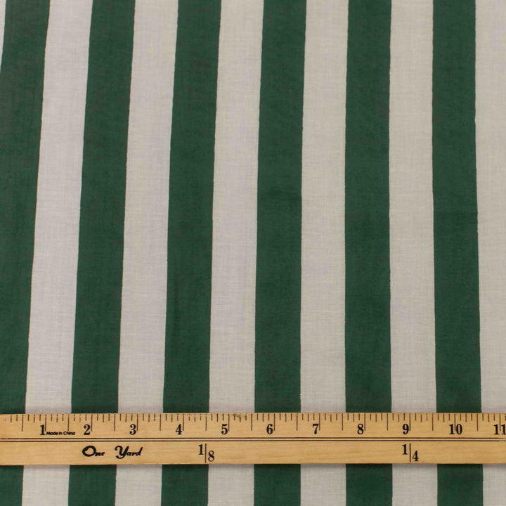 Green and white striped Indian cotton fabric – 100% cotton, 44" wide