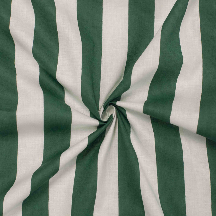 Green and white striped Indian cotton fabric – 100% cotton, 44" wide