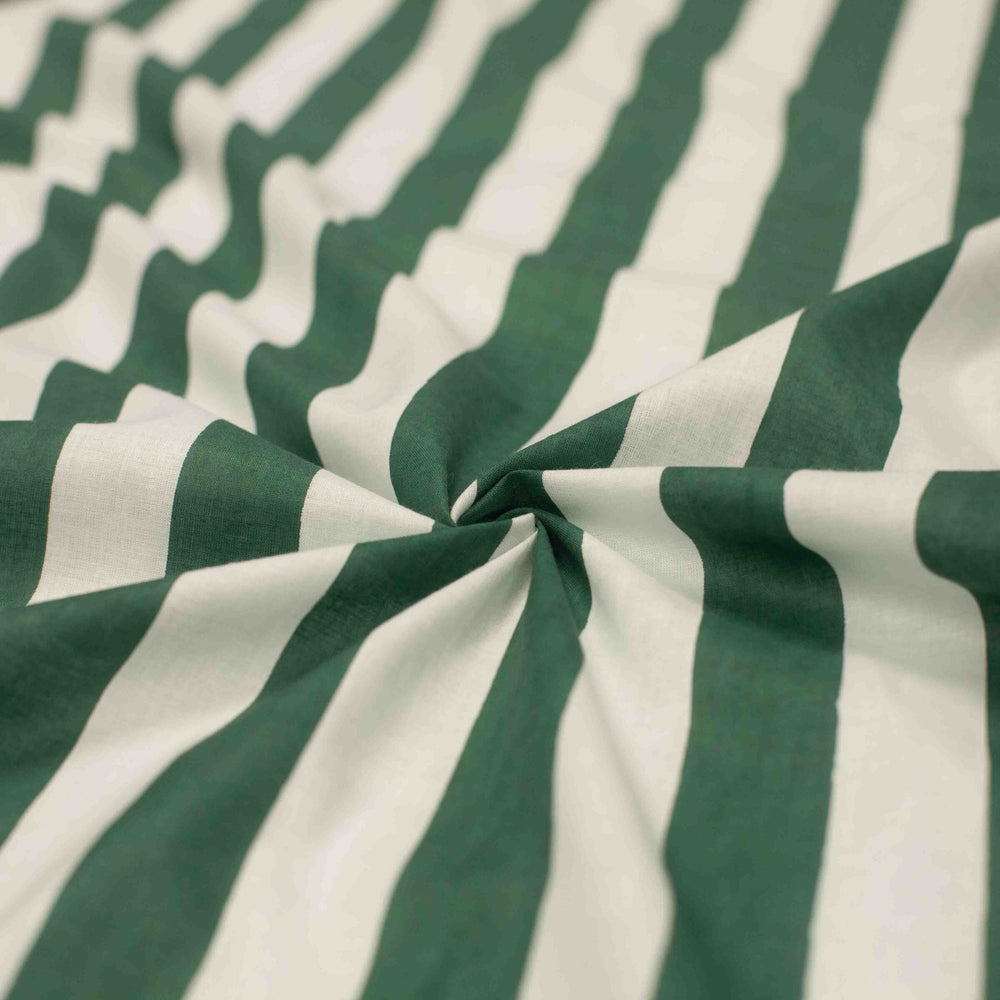 Green and white striped Indian cotton fabric – 100% cotton, 44" wide