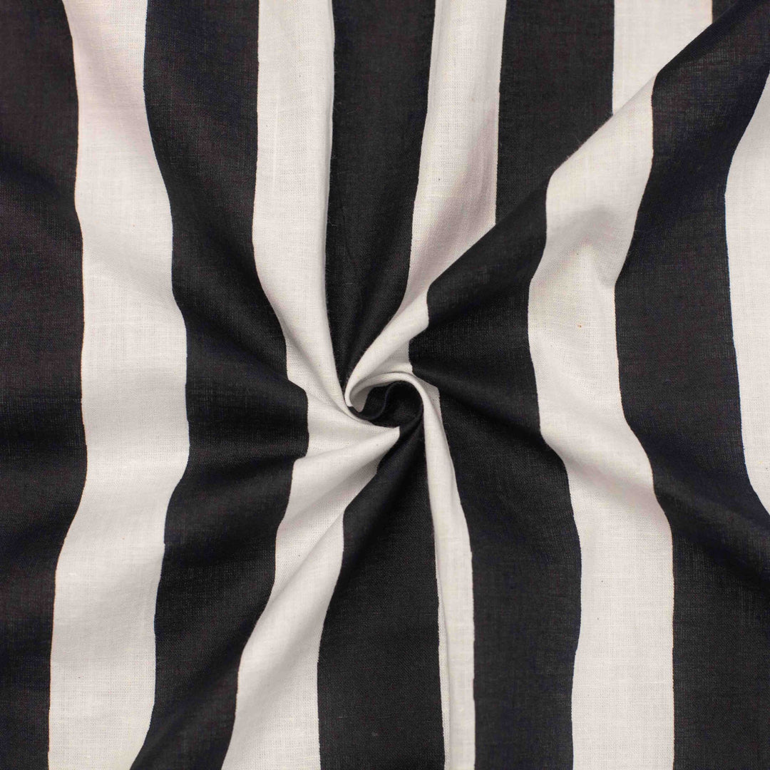Navy and White Striped Cotton Fabric for Sewing - Lightweight & Breathable
