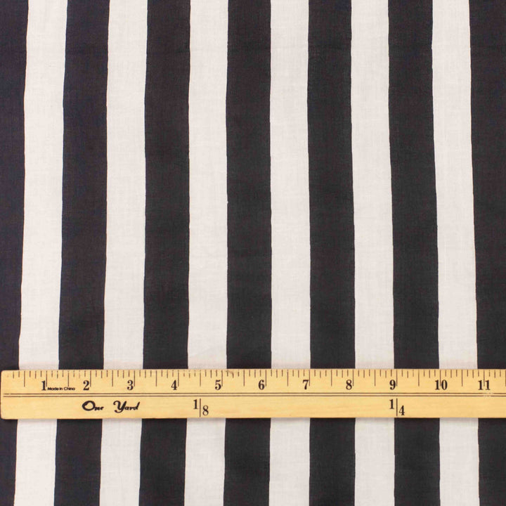 Navy and White Striped Cotton Fabric for Sewing - Lightweight & Breathable