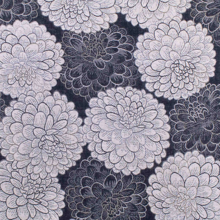 Japanese Cotton Jacquard - Dahlias Beige on Black (Reversible)