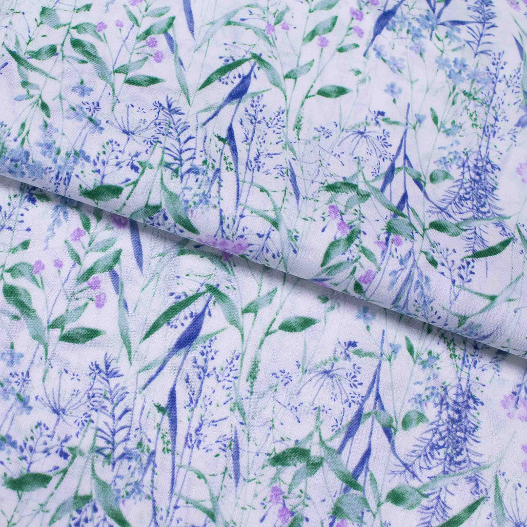 Japanese Cotton Lawn - Leafy Wildflowers