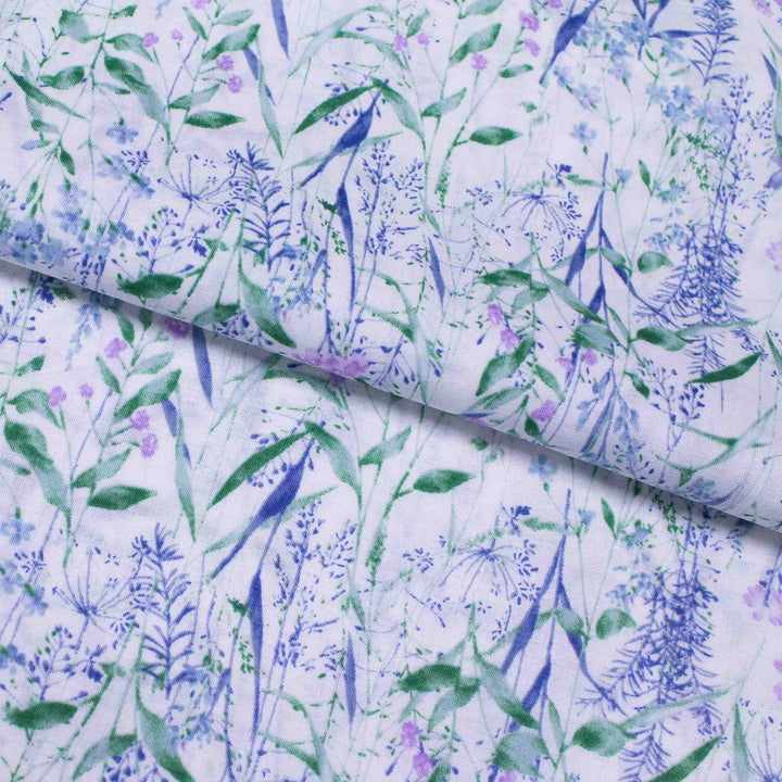 Japanese Cotton Lawn - Leafy Wildflowers