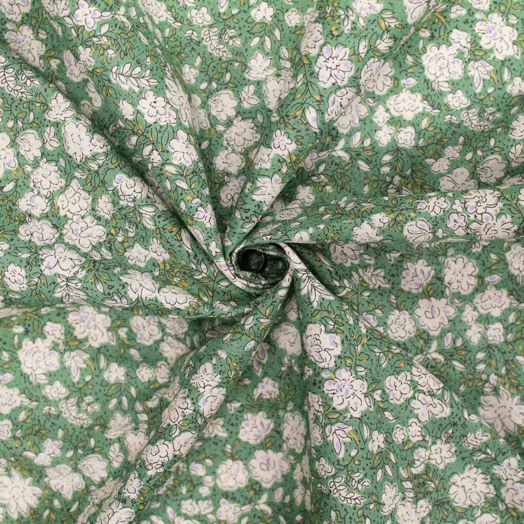 Japanese Cotton Lawn - Busy Sketch Floral - Green