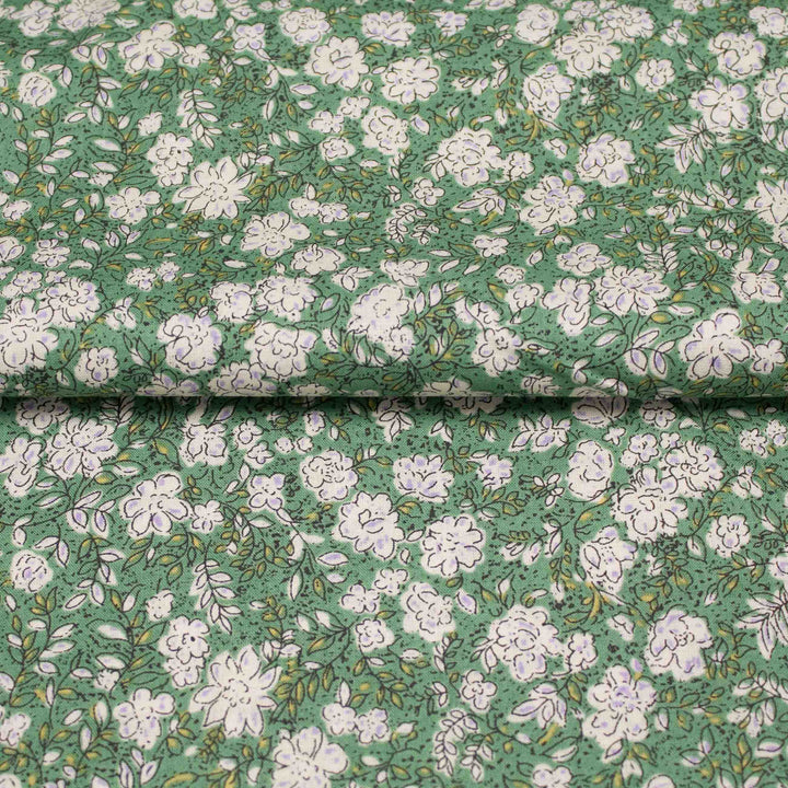 Japanese Cotton Lawn - Busy Sketch Floral - Green