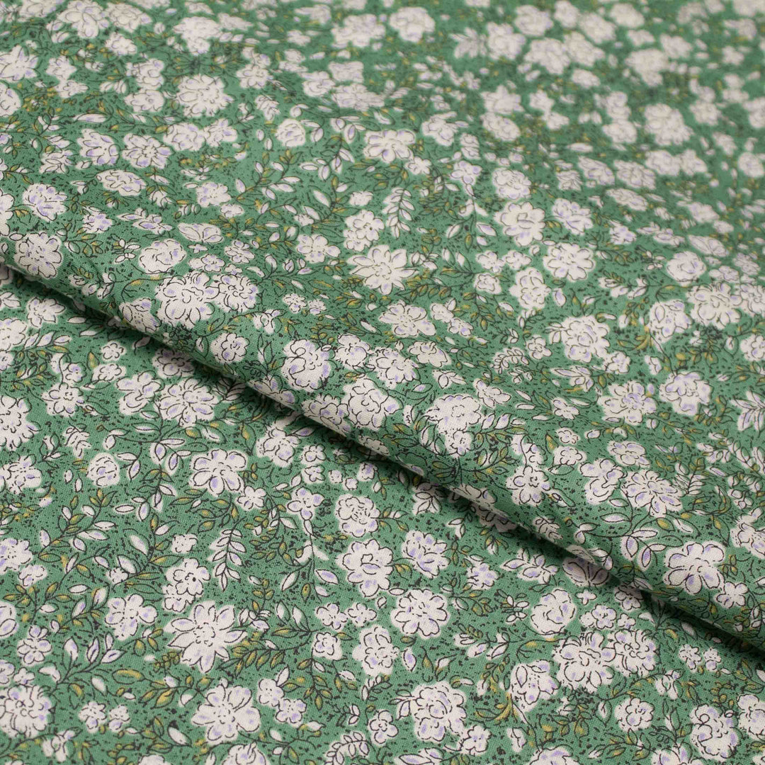 Japanese Cotton Lawn - Busy Sketch Floral - Green