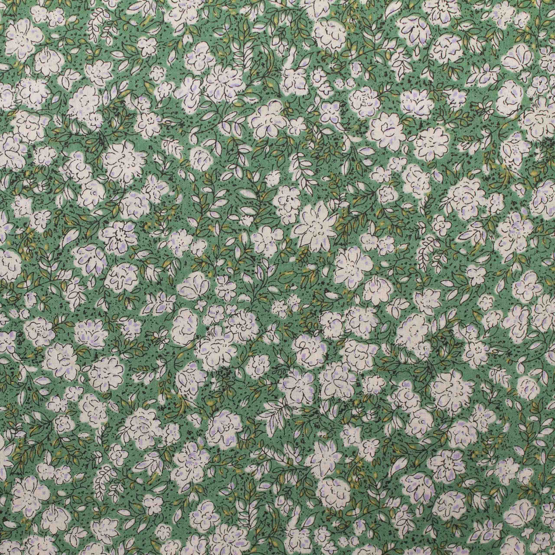Japanese Cotton Lawn - Busy Sketch Floral - Green