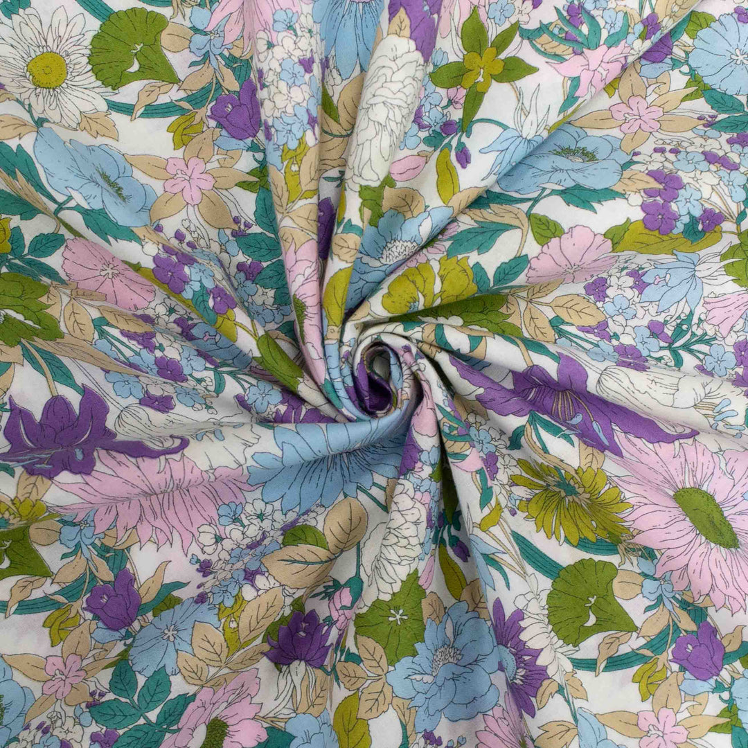 Japanese Cotton Lawn - Flownny Floral - Purple and Pink