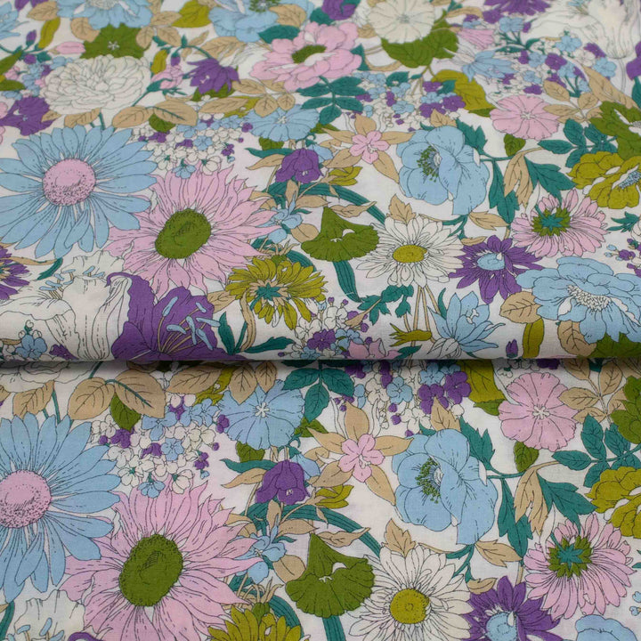 Japanese Cotton Lawn - Flownny Floral - Purple and Pink