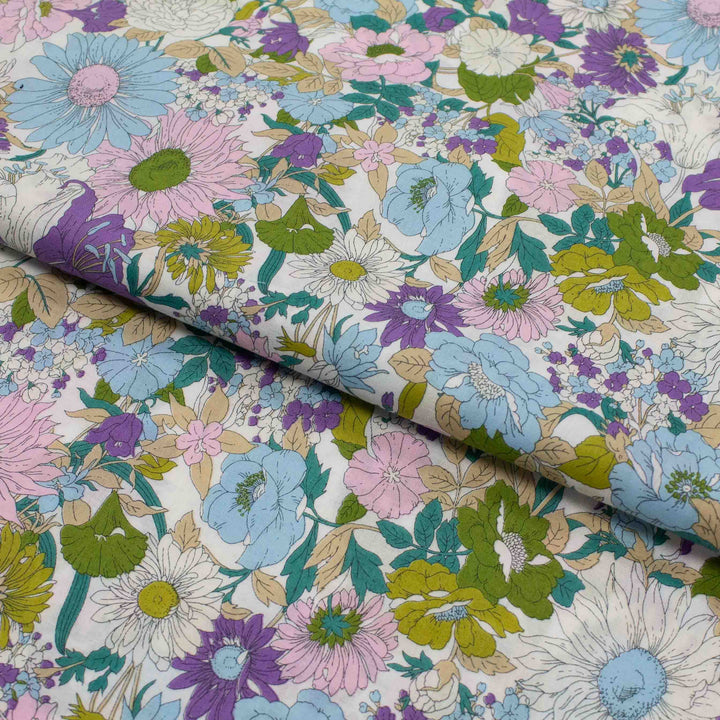 Japanese Cotton Lawn - Flownny Floral - Purple and Pink